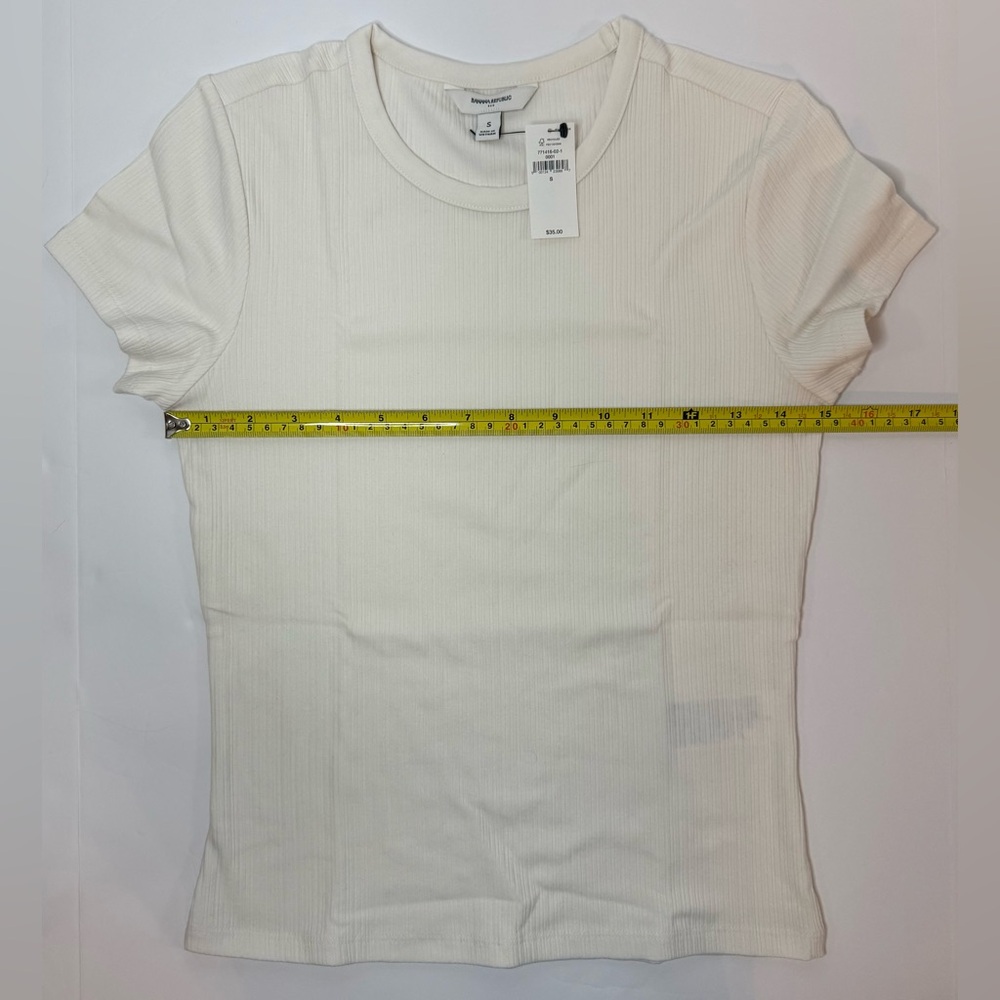 NWT Banana Republic Variegated Ribbed T-Shirt Snow Day White Size S - Picture 7 of 10